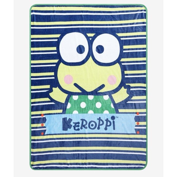 Sanrio Keroppi Throw Blanket Striped 45" x 60" Bioworld NEW